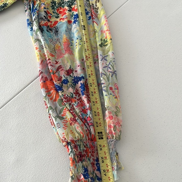 🎈NWT Anthropologie Sz M  puff sleeveless floral see thr multicolor blouse top - Picture 5 of 11